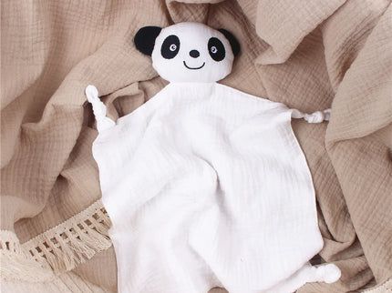 Jucarie de confort din muselina – Baby Panda, diverse culori, 100% bumbac organic, 30 x 30 cm