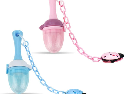 Set suzeta fructe si lantisor, diverse culori, silicon, 3luni+
