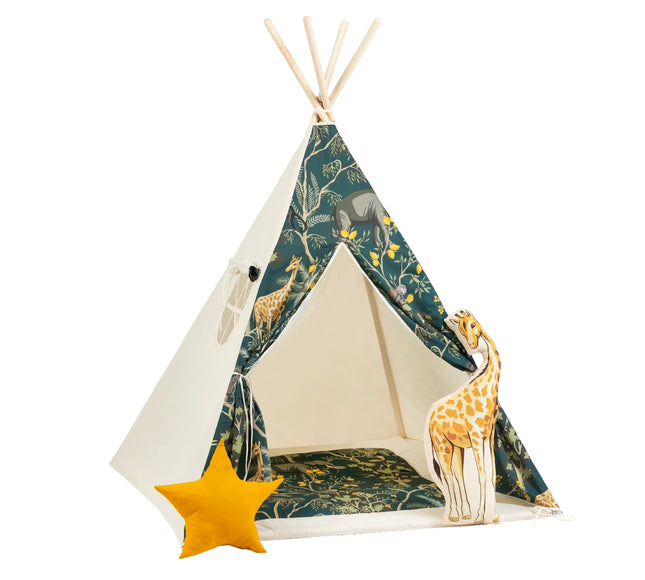 Cort teepee pentru copii, 110 cm x 110 cm - Safari - Bebeboo - Totul pentru copii. Jucării, Hăinuțe, Perne, Mobilier, Textile