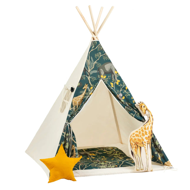 Cort teepee pentru copii, 110 cm x 110 cm - Safari - Bebeboo - Totul pentru copii. Jucării, Hăinuțe, Perne, Mobilier, Textile