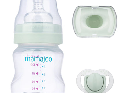 Mini set cadou bebelusi Mamajoo, Verde Pudra, 150 ml/S, 0 luni+, PP + Silicon