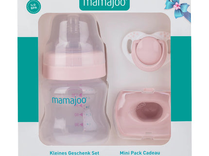 Mini set cadou bebelusi Mamajoo, Roz Pudra, 150 ml/S, 0 luni+, PP + Silicon