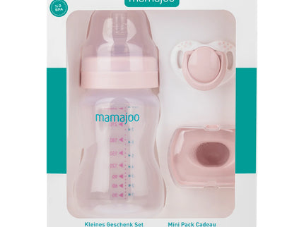 Mini set cadou bebelusi Mamajoo, Roz Pudra, 250 ml/S, 0 luni+, PP + Silicon