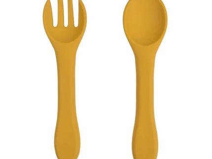 Set tacamuri din silicon pentru bebeluși, linguriță + furculită, diverse culori, 6 luni+