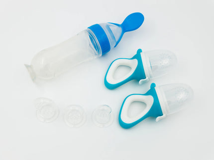 Set de hranire pentru bebelusi 6 in 1, 6 luni+, diverse culori, silicon, 21x5cm