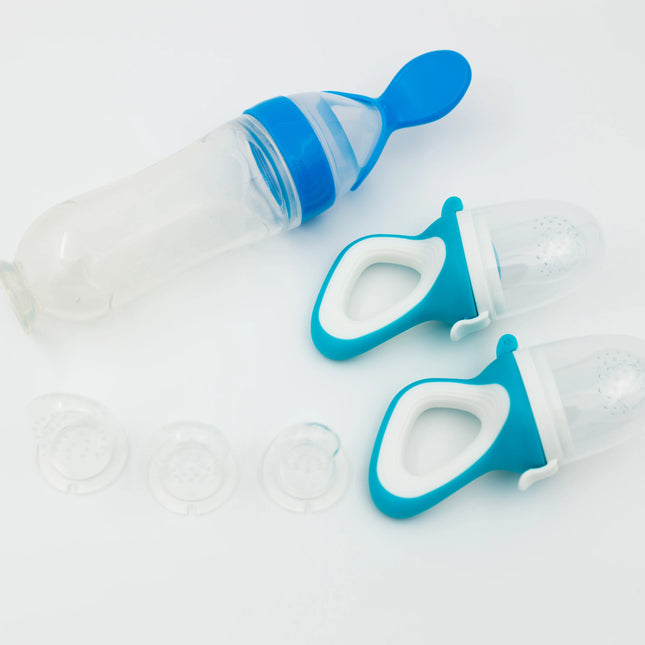 Set de hranire pentru bebelusi 6 in 1, 6 luni+, diverse culori, silicon, 21x5cm