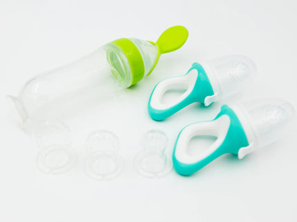 Set de hranire pentru bebelusi 6 in 1, 6 luni+, diverse culori, silicon, 21x5cm