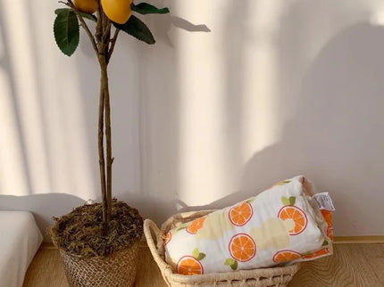 Paturica din bumbac pentru bebelusi - Orange, 0 luni+, 110x110 cm