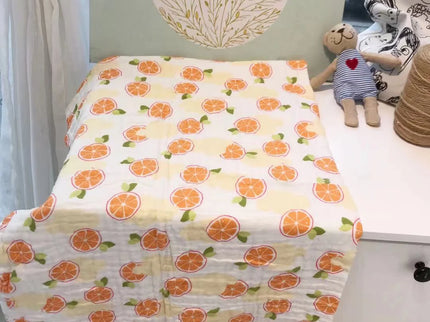 Paturica din bumbac pentru bebelusi - Orange, 0 luni+, 110x110 cm