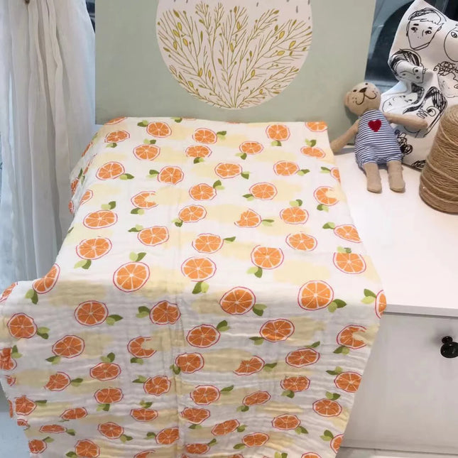 Paturica din bumbac pentru bebelusi - Orange, 0 luni+, 110x110 cm