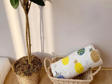 Paturica din bumbac pentru bebelusi - Pineapple, 0 luni+, 110x110 cm