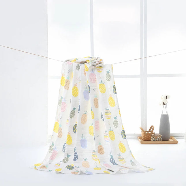 Paturica din bumbac pentru bebelusi - Pineapple, 0 luni+, 110x110 cm