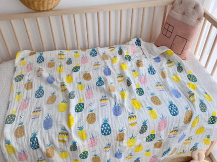 Paturica din bumbac pentru bebelusi - Pineapple, 0 luni+, 110x110 cm