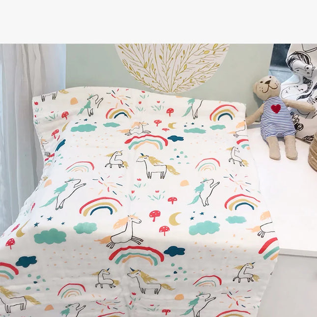 Paturica din bumbac pentru bebelusi - Unicorn, 0 luni+, 110x110 cm