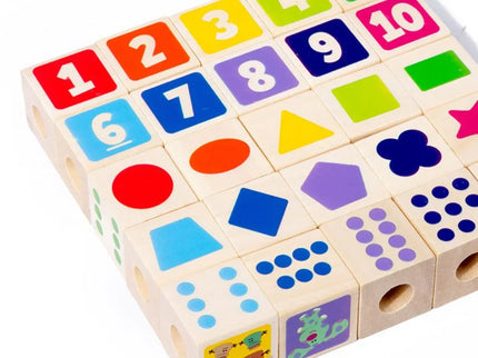 Joc educativ din lemn, 25 de cuburi numerotate și 10 carduri, 1.5 ani+ - Bebeboo - Totul pentru copii. Jucării, Hăinuțe, Perne, Mobilier, Textile