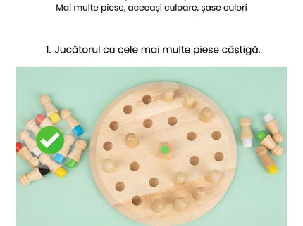Joc de societate și memorie, din lemn - Memory Chess, 3 ani+ - Bebeboo - Totul pentru copii. Jucării, Hăinuțe, Perne, Mobilier, Textile