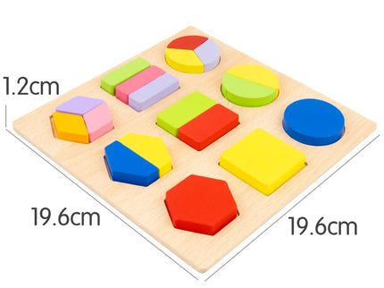 Puzzle din lemn cu forme geometrice, diverse modele, 3 ani+