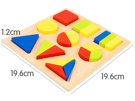 Puzzle din lemn cu forme geometrice, diverse modele, 3 ani+