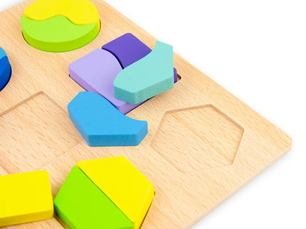 Puzzle din lemn cu forme geometrice, diverse modele, 3 ani+
