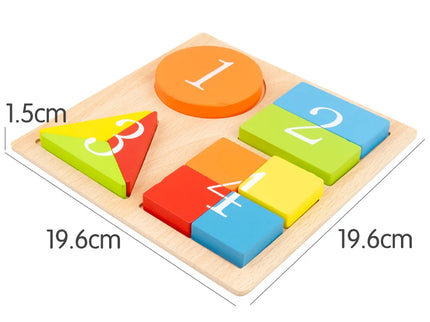 Puzzle din lemn cu forme geometrice, diverse modele, 3 ani+