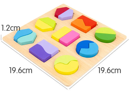Puzzle din lemn cu forme geometrice, diverse modele, 3 ani+