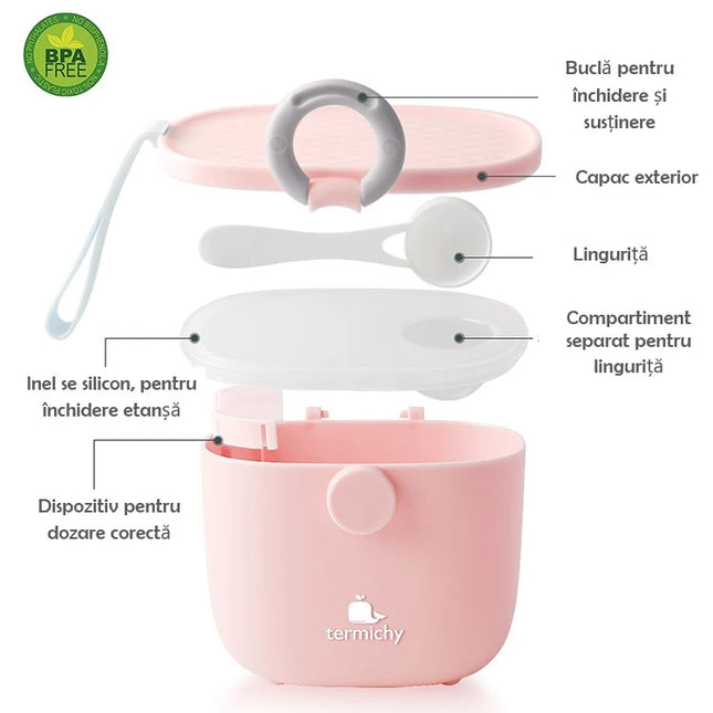 Recipient lapte praf – Pink, material PP, 0 luni +