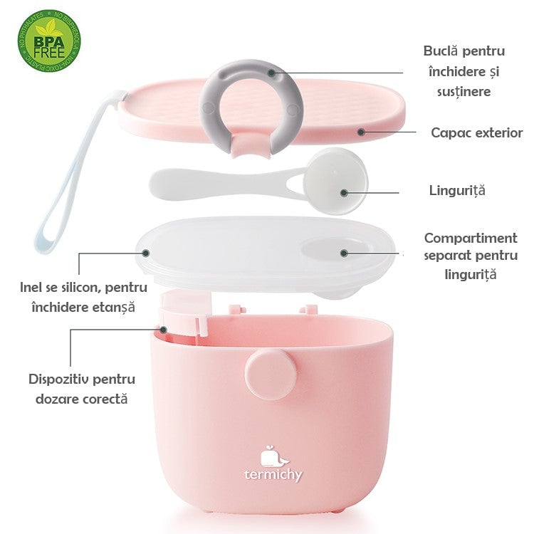 Recipient lapte praf  – Pink, material PP, 0 luni +