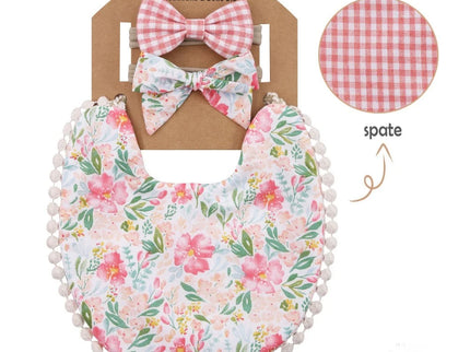 Set baveta eleganta reversibila si 2 bentite – Red & Flowers, 0 luni+, bumbac