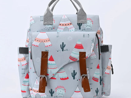Rucsac imprimat pentru mamici, marime universala, Roz, 34x30x12 cm