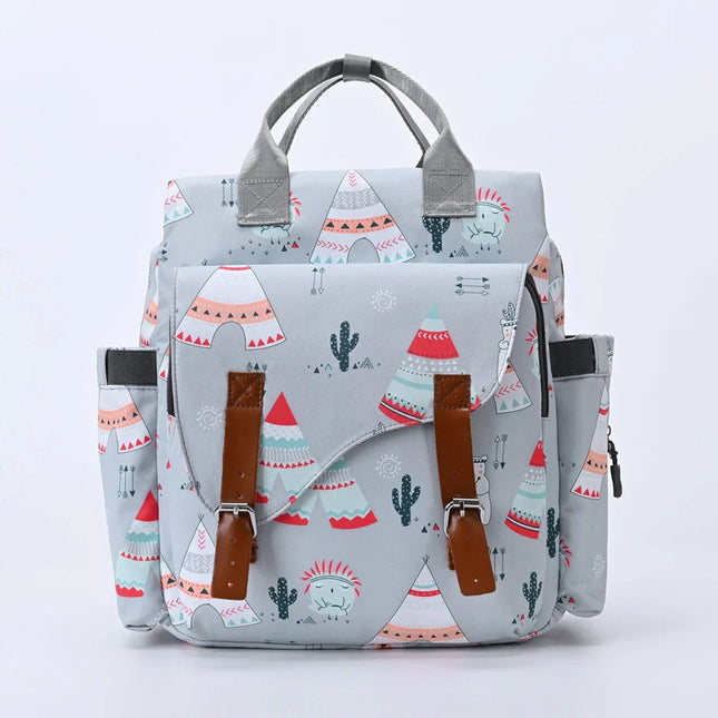 Rucsac imprimat pentru mamici, marime universala, Roz, 34x30x12 cm