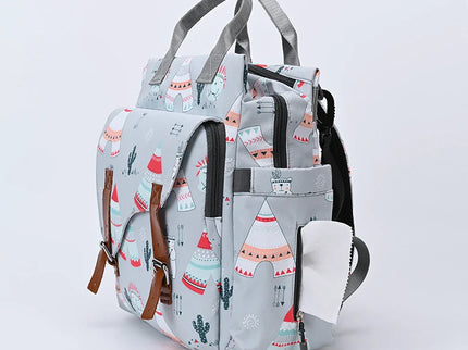 Rucsac imprimat pentru mamici, marime universala, Roz, 34x30x12 cm