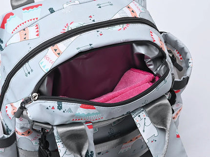 Rucsac imprimat pentru mamici, marime universala, Roz, 34x30x12 cm