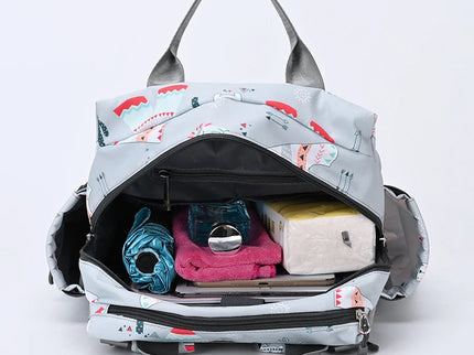 Rucsac imprimat pentru mamici, marime universala, Roz, 34x30x12 cm