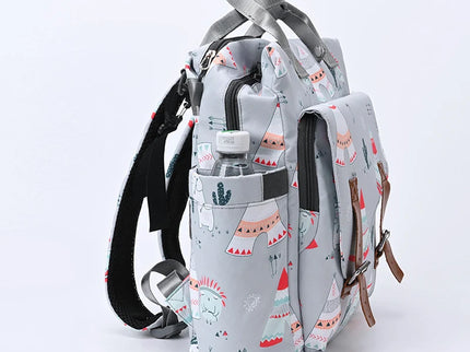 Rucsac imprimat pentru mamici, marime universala, Roz, 34x30x12 cm