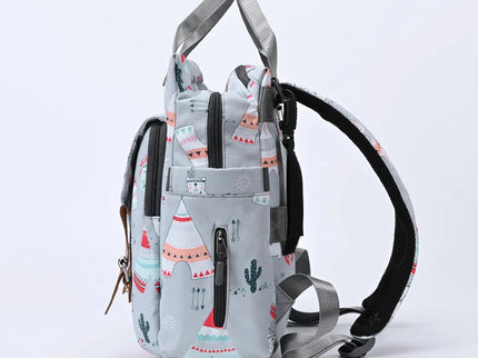 Rucsac imprimat pentru mamici, marime universala, Roz, 34x30x12 cm