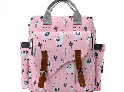 Rucsac imprimat pentru mamici, marime universala, Roz, 34x30x12 cm