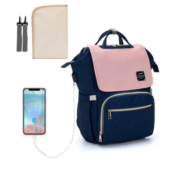 Rucsac multifunctional pentru mamici si bebelusi, cu salteluta de schimbat, diverse culori, 39 x 26 x 20 cm - Bebeboo - Totul pentru copii. Jucării, Hăinuțe, Perne, Mobilier, Textile