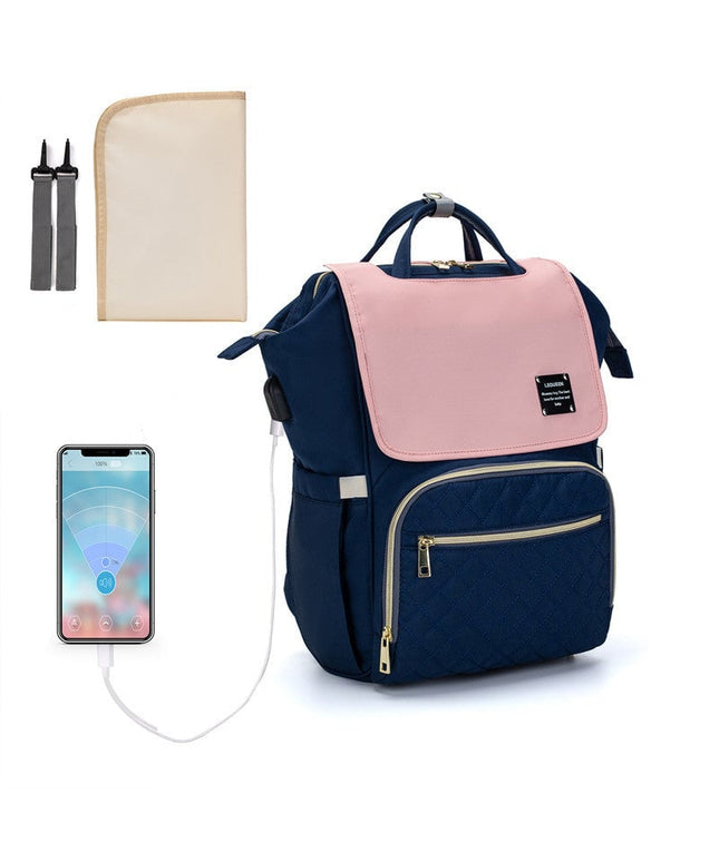 Rucsac multifunctional pentru mamici si bebelusi, cu salteluta de schimbat, diverse culori, 39 x 26 x 20 cm