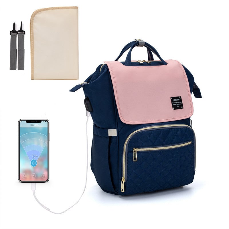 Rucsac multifunctional pentru mamici si bebelusi, cu salteluta de schimbat, diverse culori, 39 x 26 x 20 cm