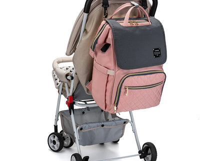 Rucsac multifunctional pentru mamici si bebelusi, cu salteluta de schimbat, Roz-albastru, 39 x 26 x 20 cm