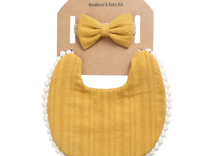 Set baveta eleganta si bentita – Mustard, 0 luni+, bumbac