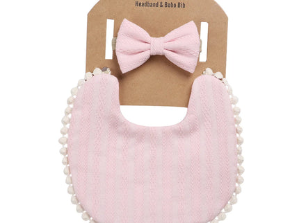 Set baveta eleganta si bentita – Rose Pink, 0 luni+, bumbac