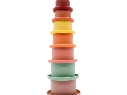 Set jucarii pentru stivuire, 7 piese, diverse culori, 0 luni+, silicon