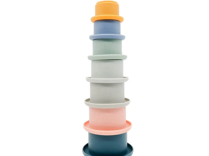 Set jucarii pentru stivuire, 7 piese, diverse culori, 0 luni+, silicon