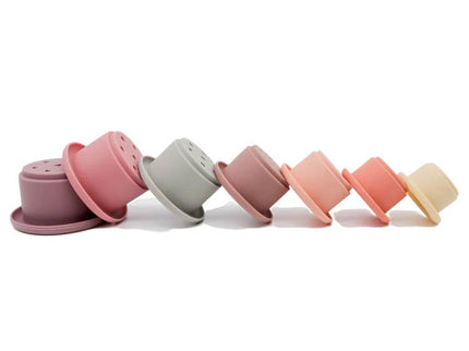 Set jucarii pentru stivuire, 7 piese, diverse culori, 0 luni+, silicon