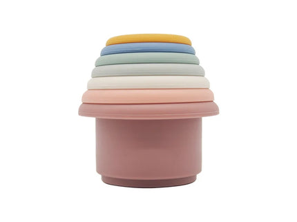 Set jucarii pentru stivuire, 7 piese, diverse culori, 0 luni+, silicon