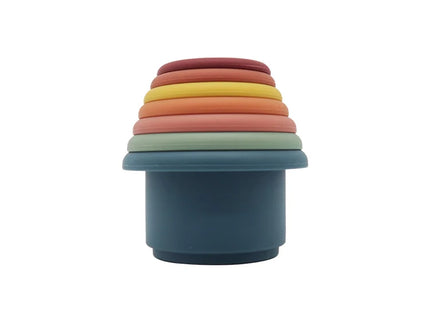 Set jucarii pentru stivuire, 7 piese, diverse culori, 0 luni+, silicon