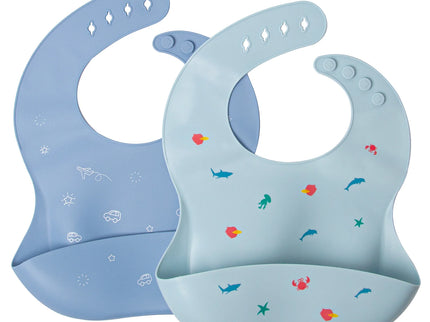 Set 2 bavete ajustabile din silicon, diverse culori, 6 luni+