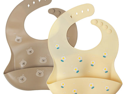 Set 2 bavete ajustabile din silicon, diverse culori, 6 luni+
