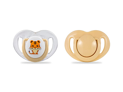 Set 2 suzete ortodontice Mamajoo, Beige & Tiger, 0 luni+, silicon + PP